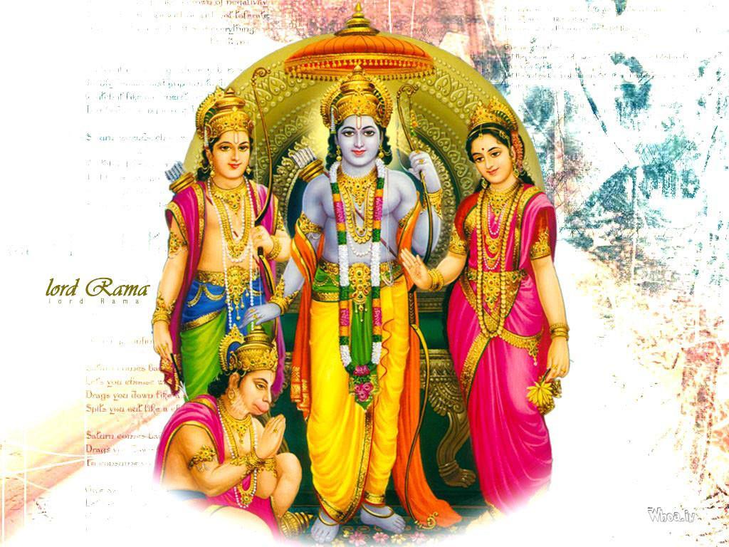 Lord Ram, Mata Sita And Laxman With Hanuman HD Wallpaper