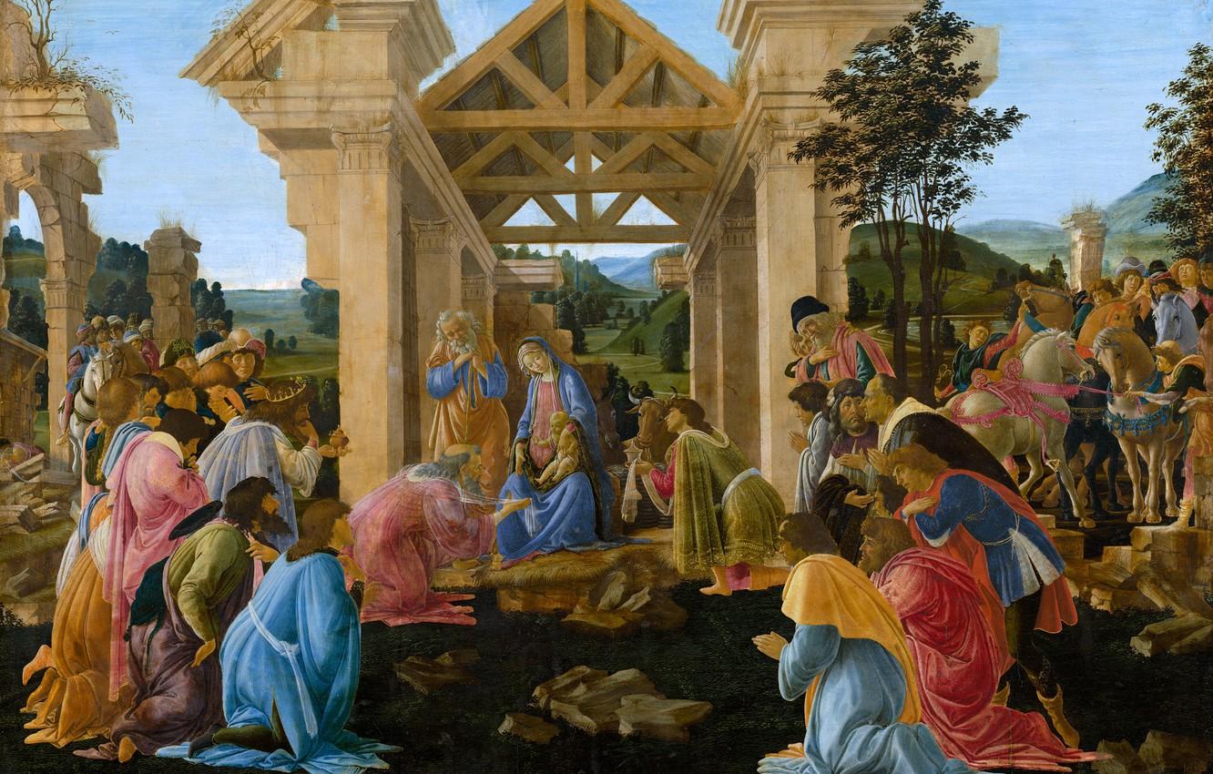 Wallpaper picture, mythology, Sandro Botticelli, The Adoration Of