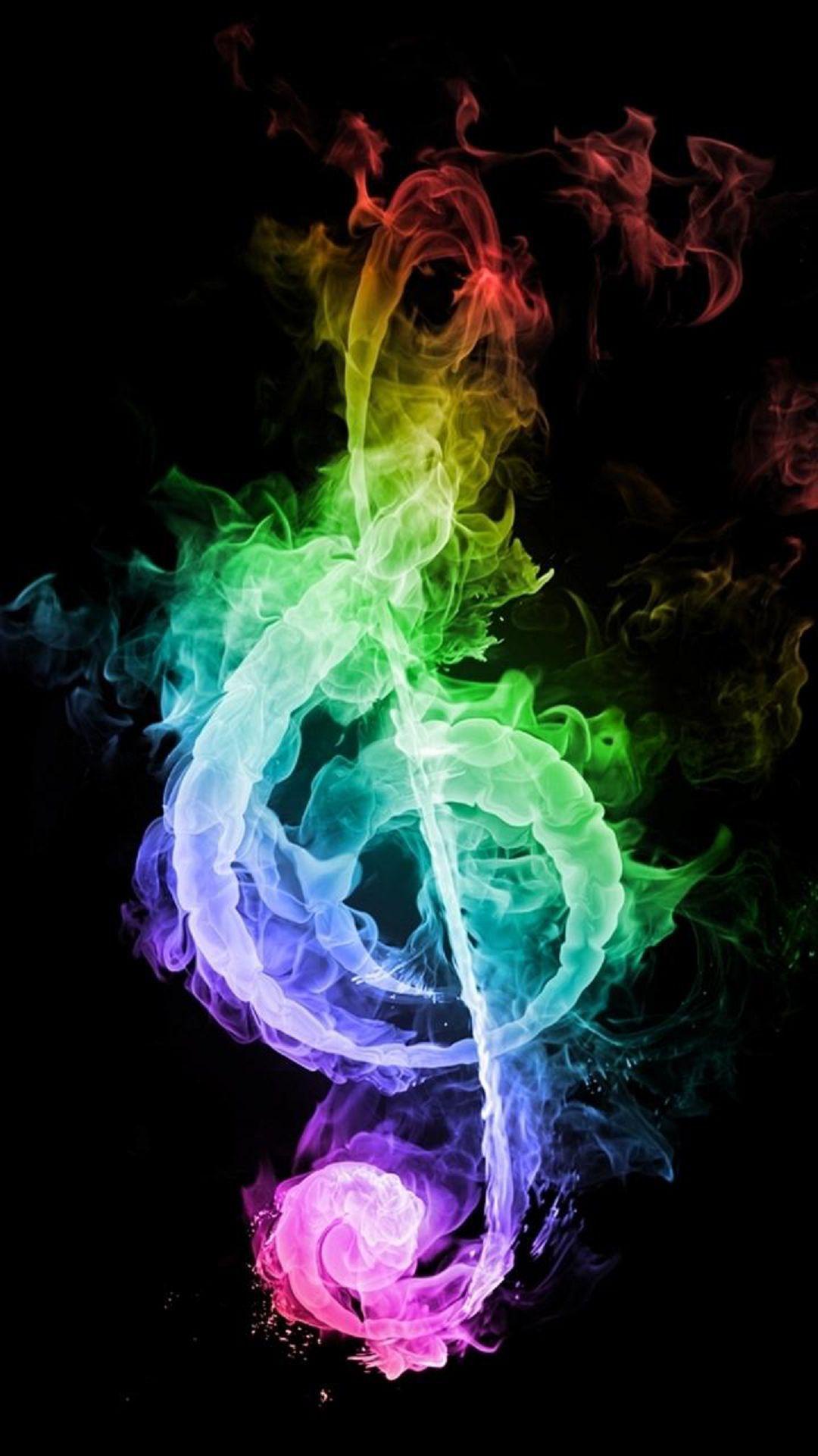 Download Colored Flames Musical Note Android Wallpaper. musically