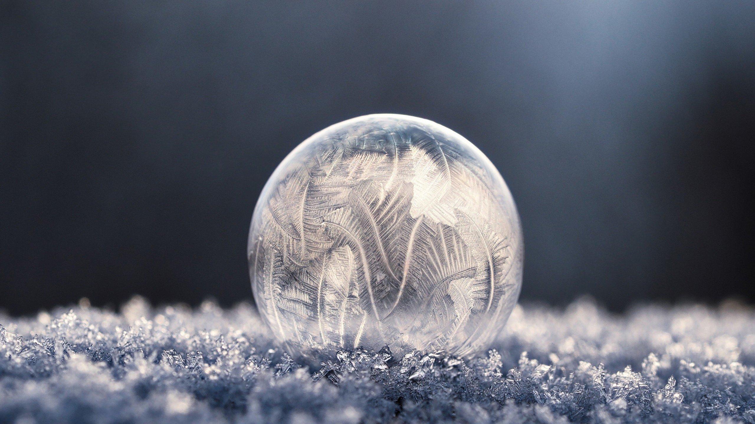 bubbles, Soap, Frost, Winter, Frozen bubble, Macro, Ice HD