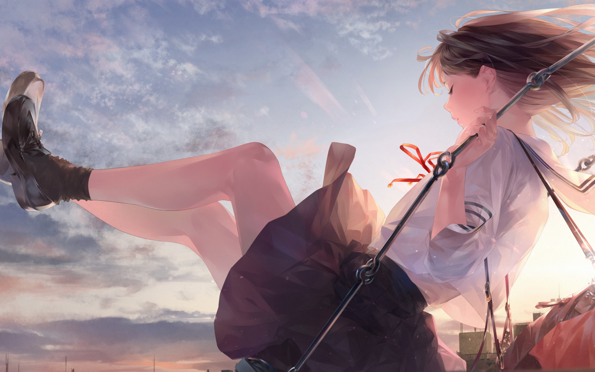 Wallpaper of Anime, Girl, Swing background & HD image