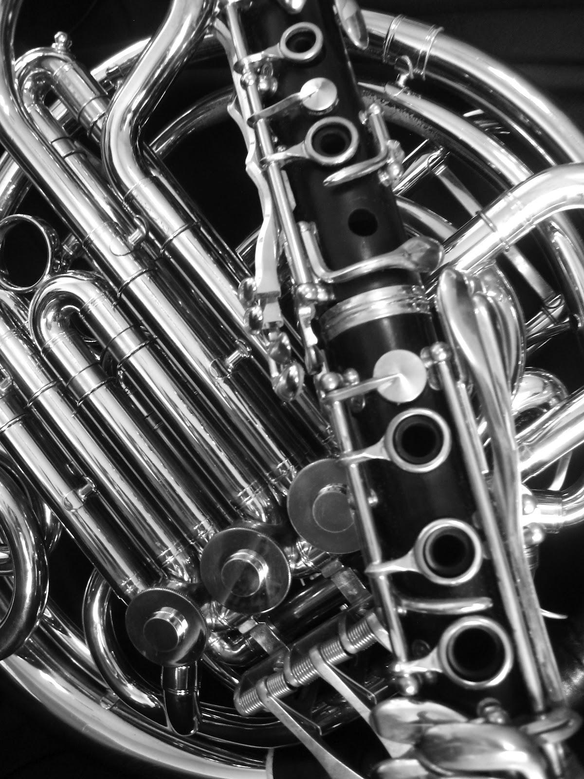 Spirals & Spatulas: Clarinet Photo, French Horn Photo, and Piano