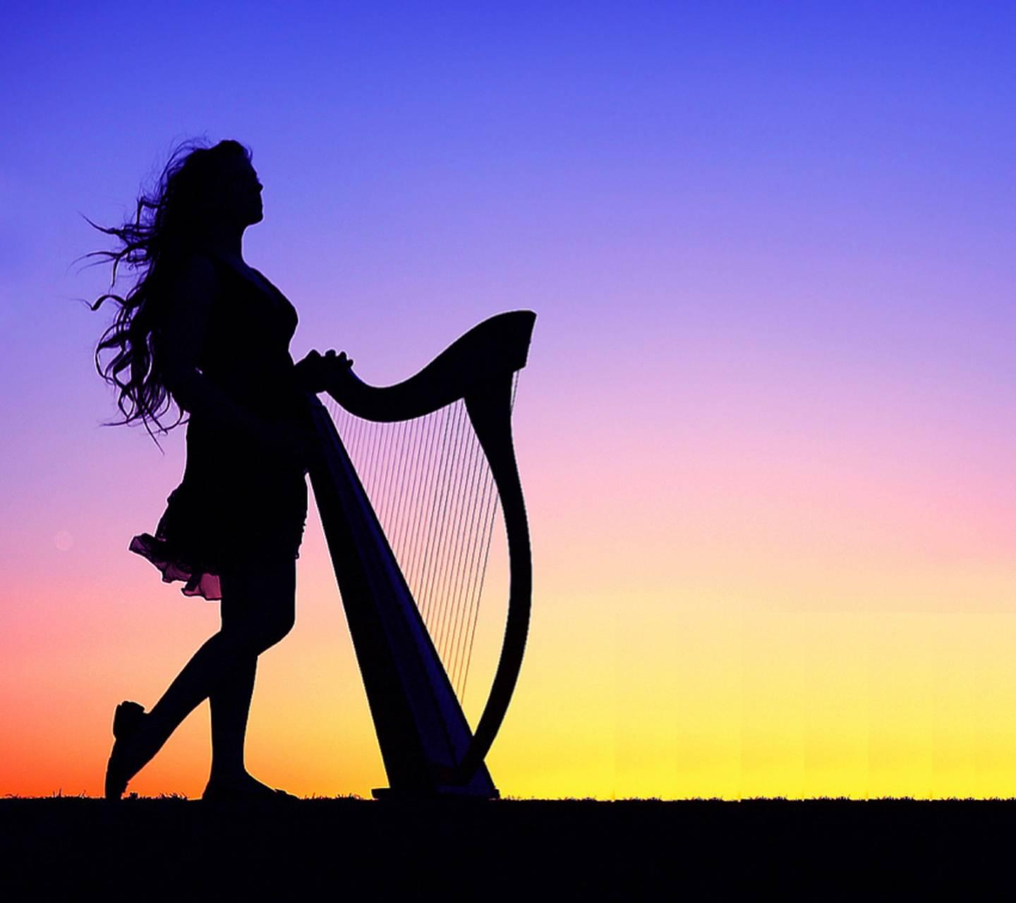 Girl with harp Wallpaper
