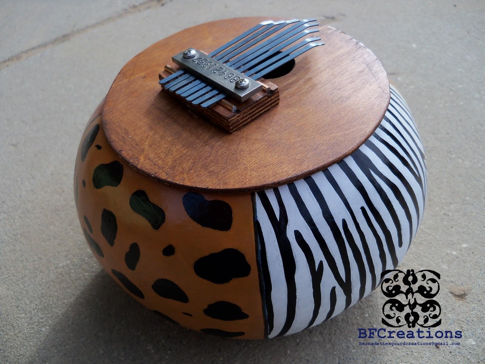 Bernadette's Gourd Creations: Animal Skin Kalimba Instrument