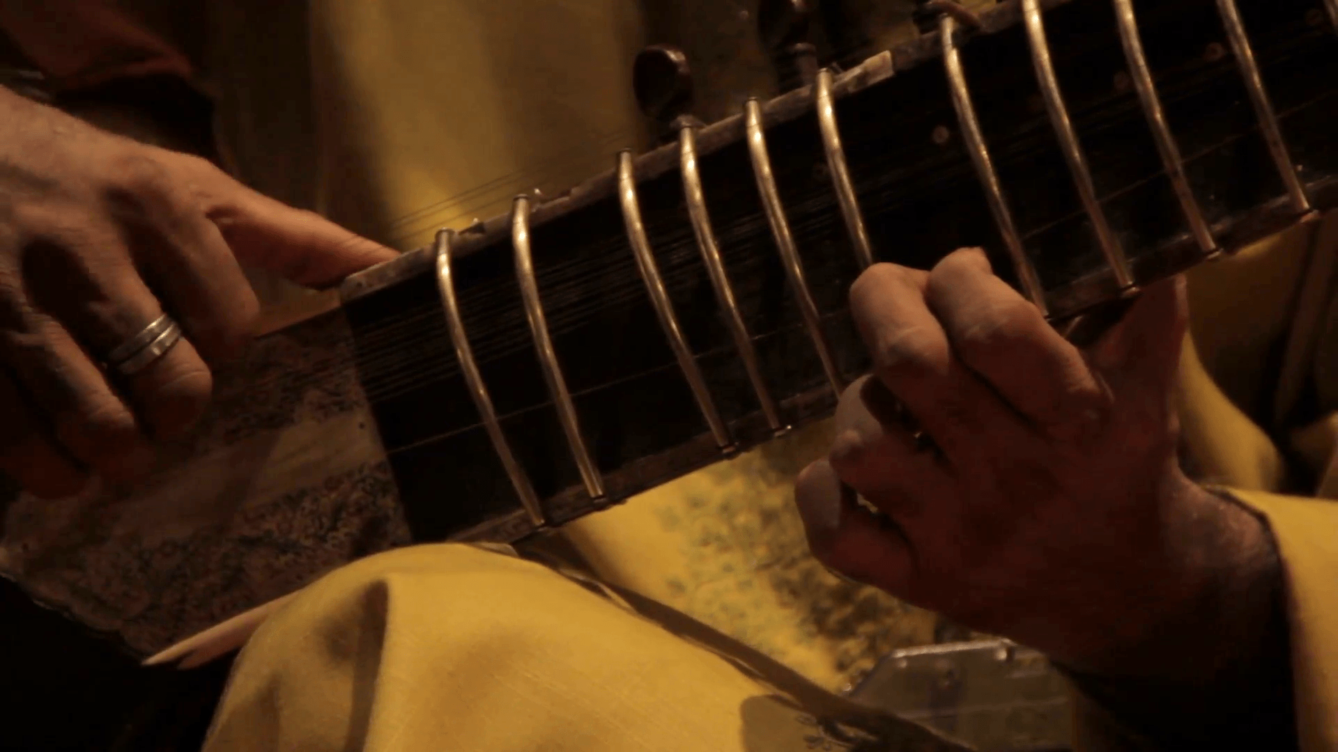 Indian musician playing the sitar. Stock Video Footage