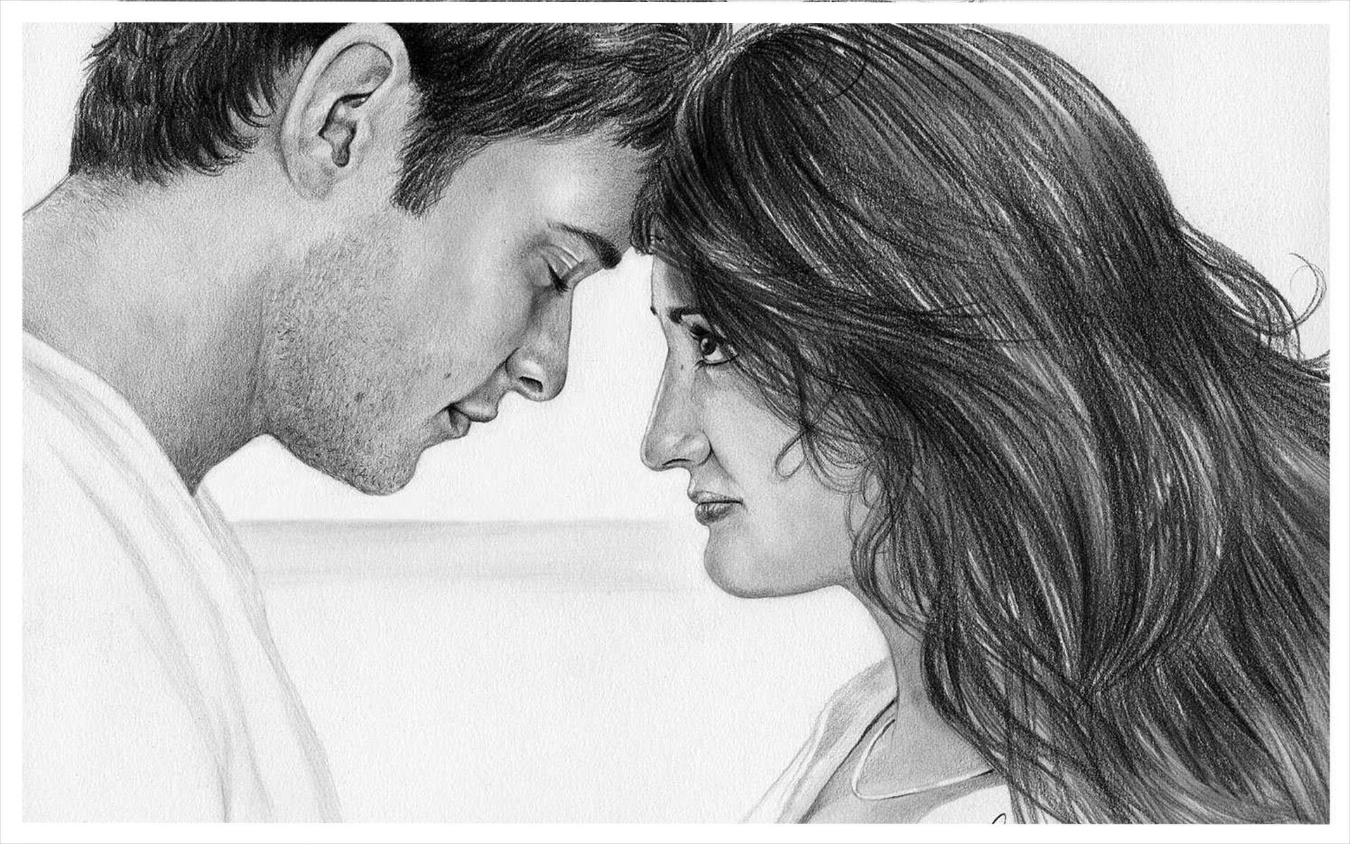 Pencil Sketch Pencil Drawing Images Of Love Couple - Rectangle Circle