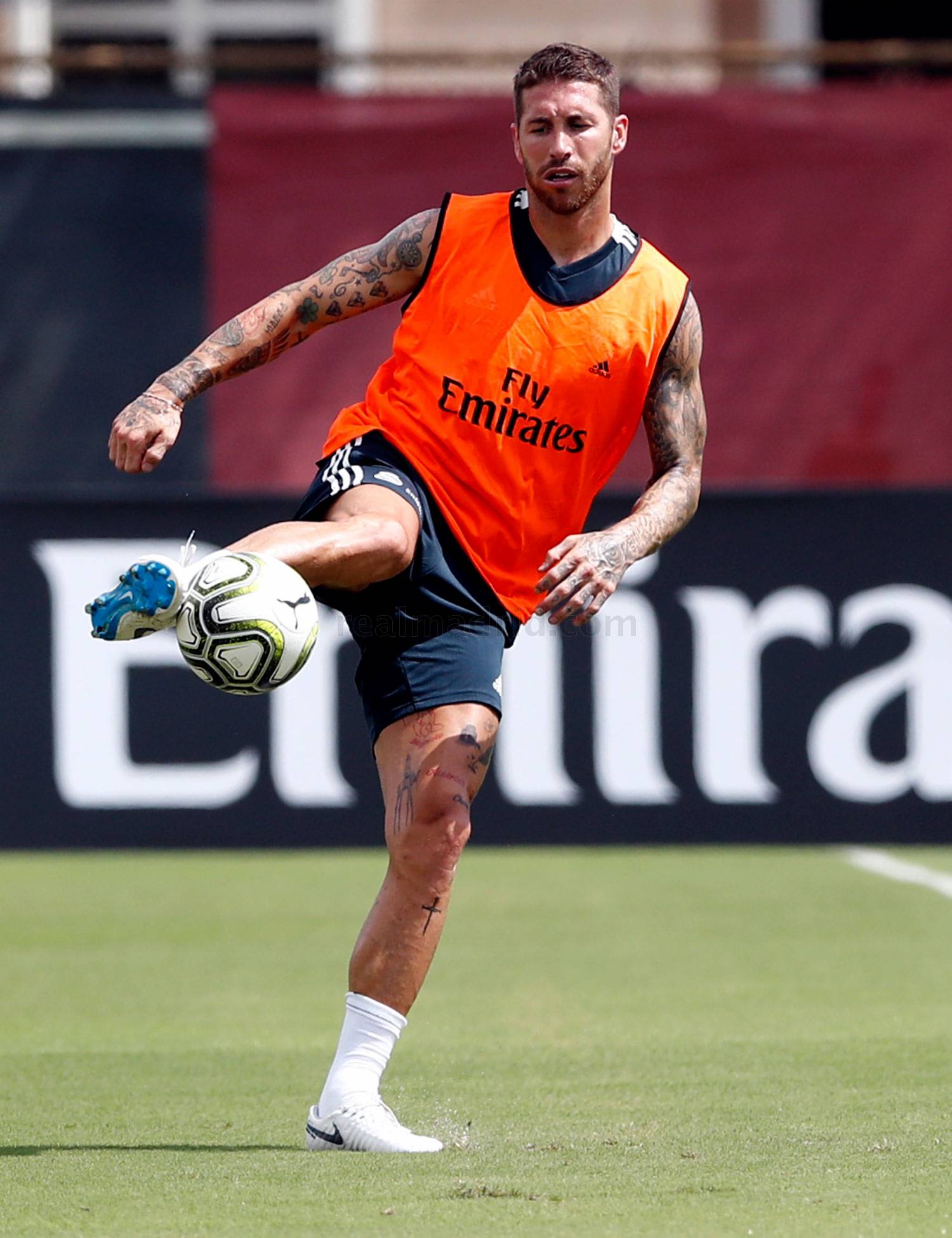 Sergio Ramos trained with the group. Real Madrid CF