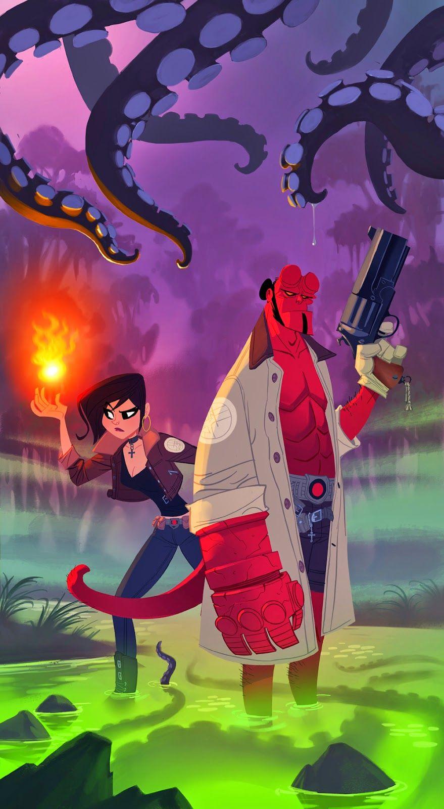 Hellboy & Liz Sherman. Modern Magic & Monsters. Art, Comic books