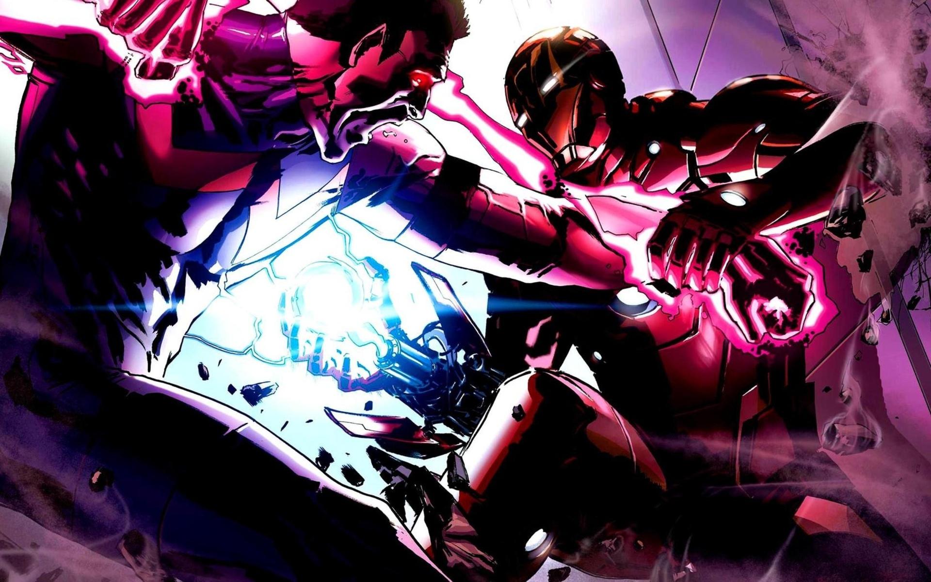 Iron Man vs Wonderman Avengers comics battle superhero art wallpaper