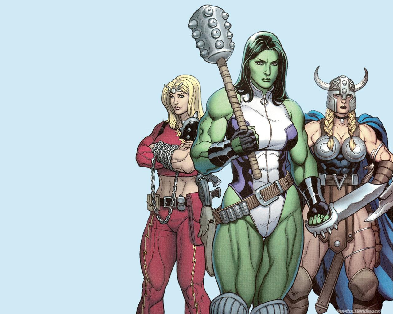 Femme Fatales image She Hulk, Valkyrie, & Thundra HD fond d'écran