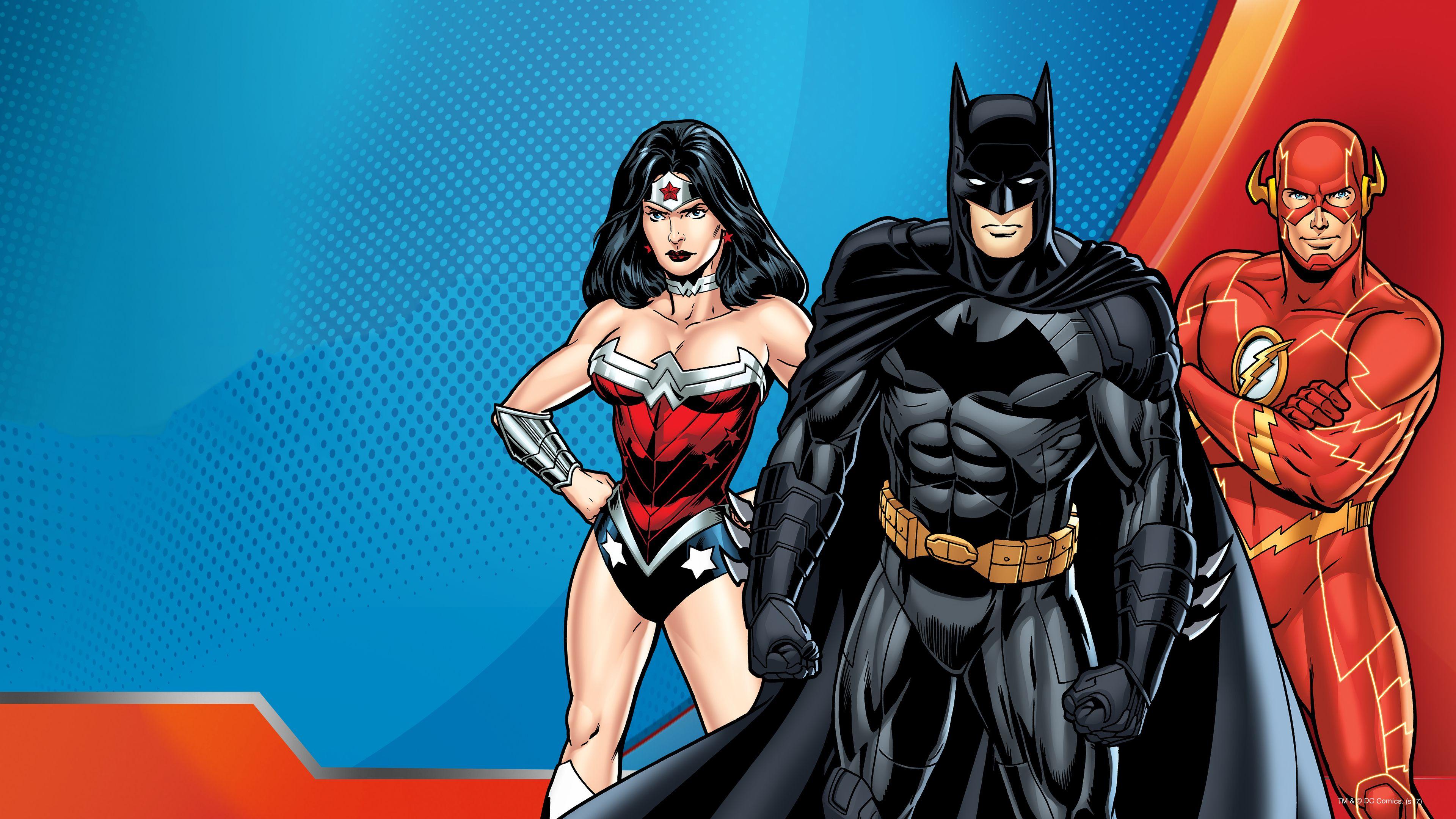 Wallpaper 4k Batman Flash Wonder Woman Dc Superheroes Comic Art 4k