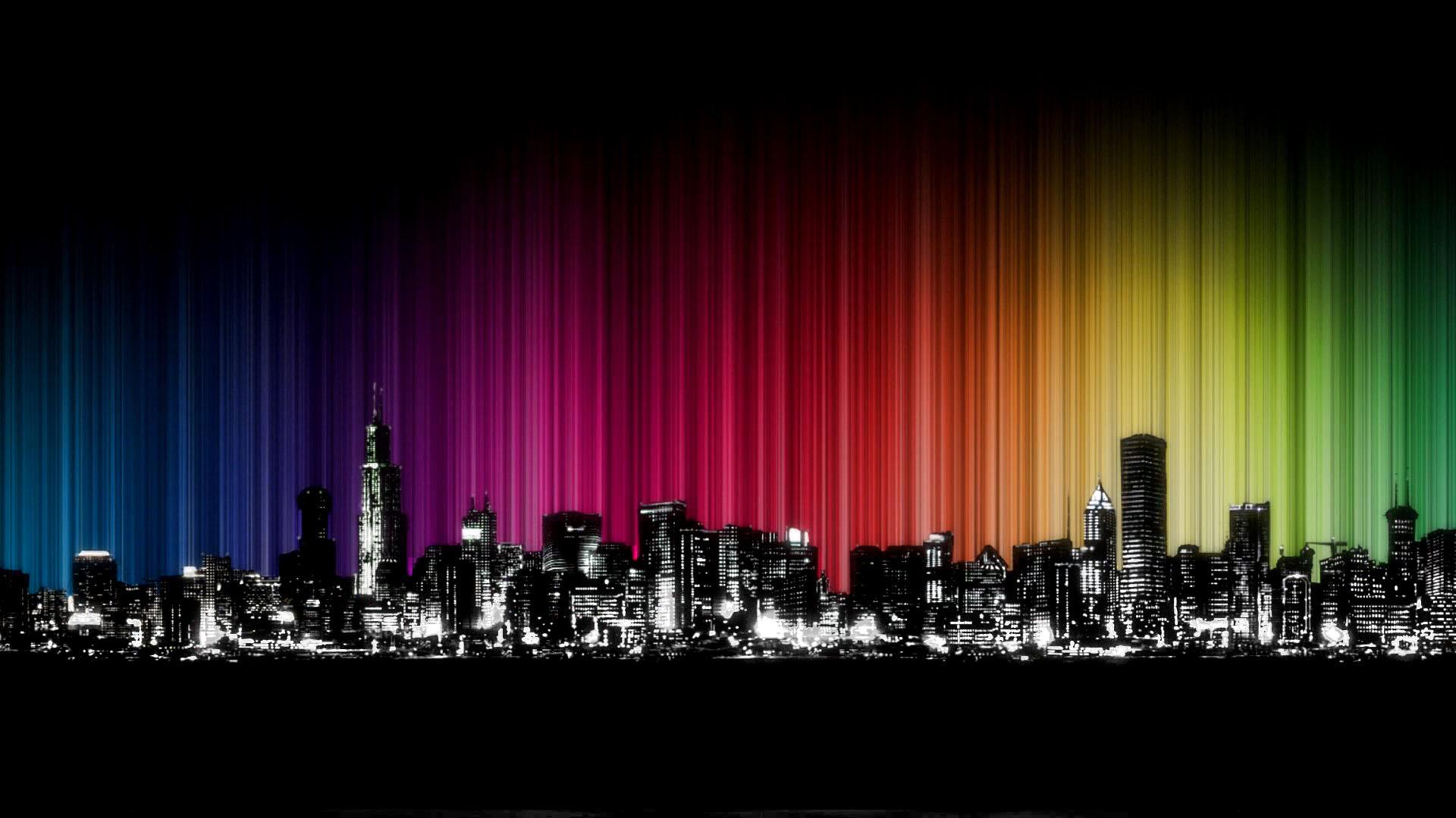 Colorful City Silhouette HD Wallpaperx1080