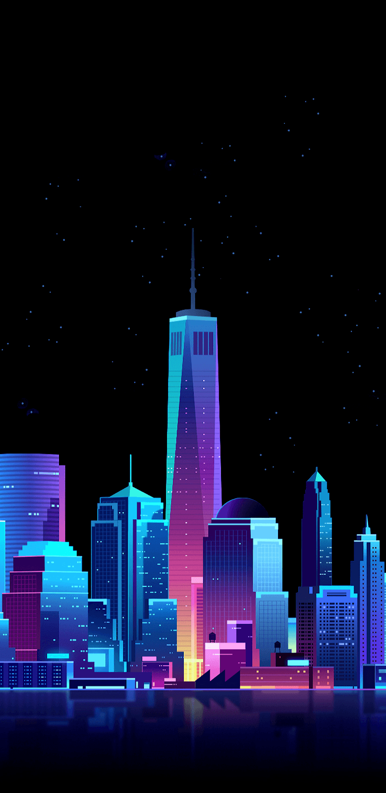 Colorful city Amoled. Wallpaper iphone neon