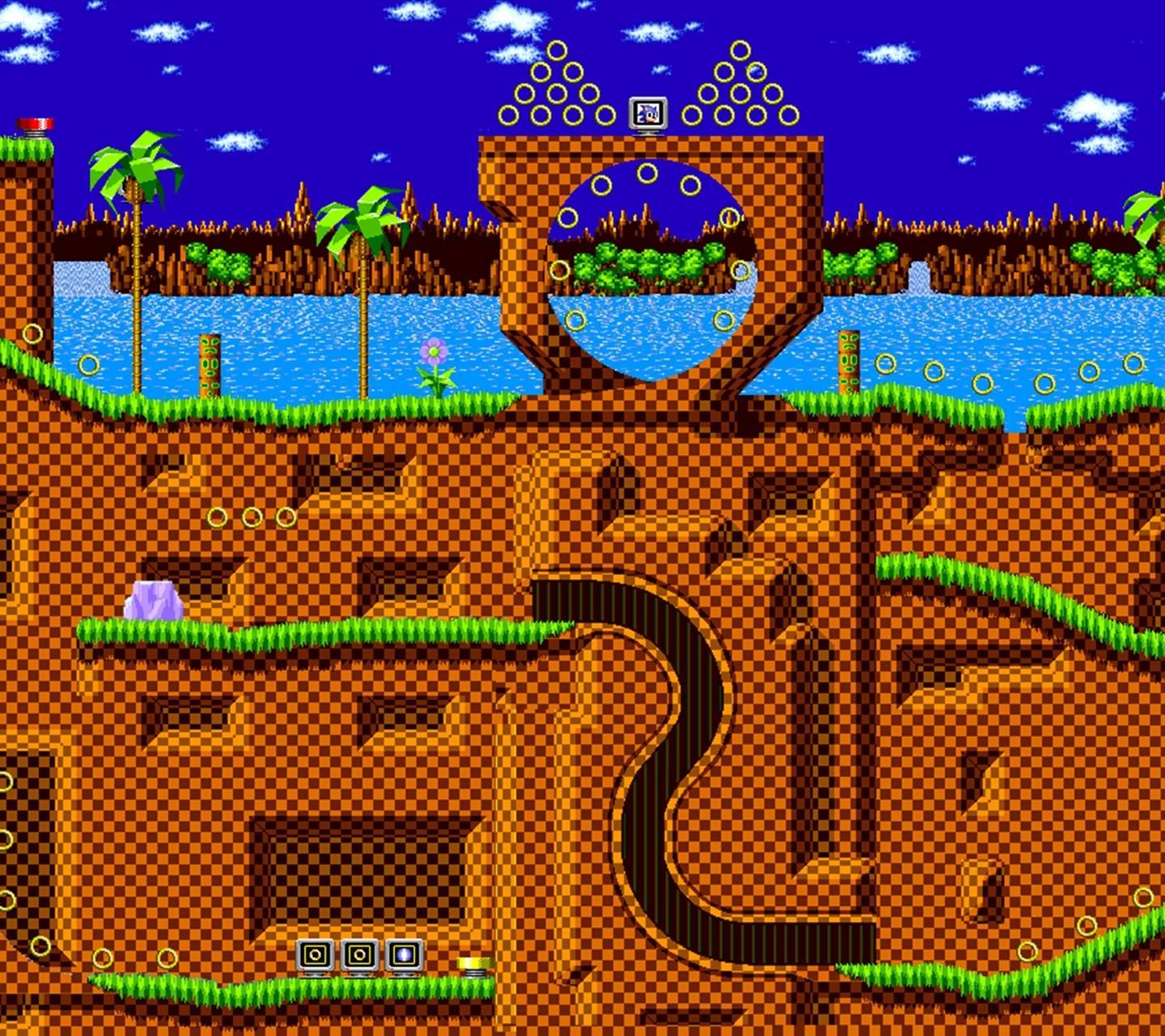 Download Green Hill Zone With A Loop Obstacle Wallpaper