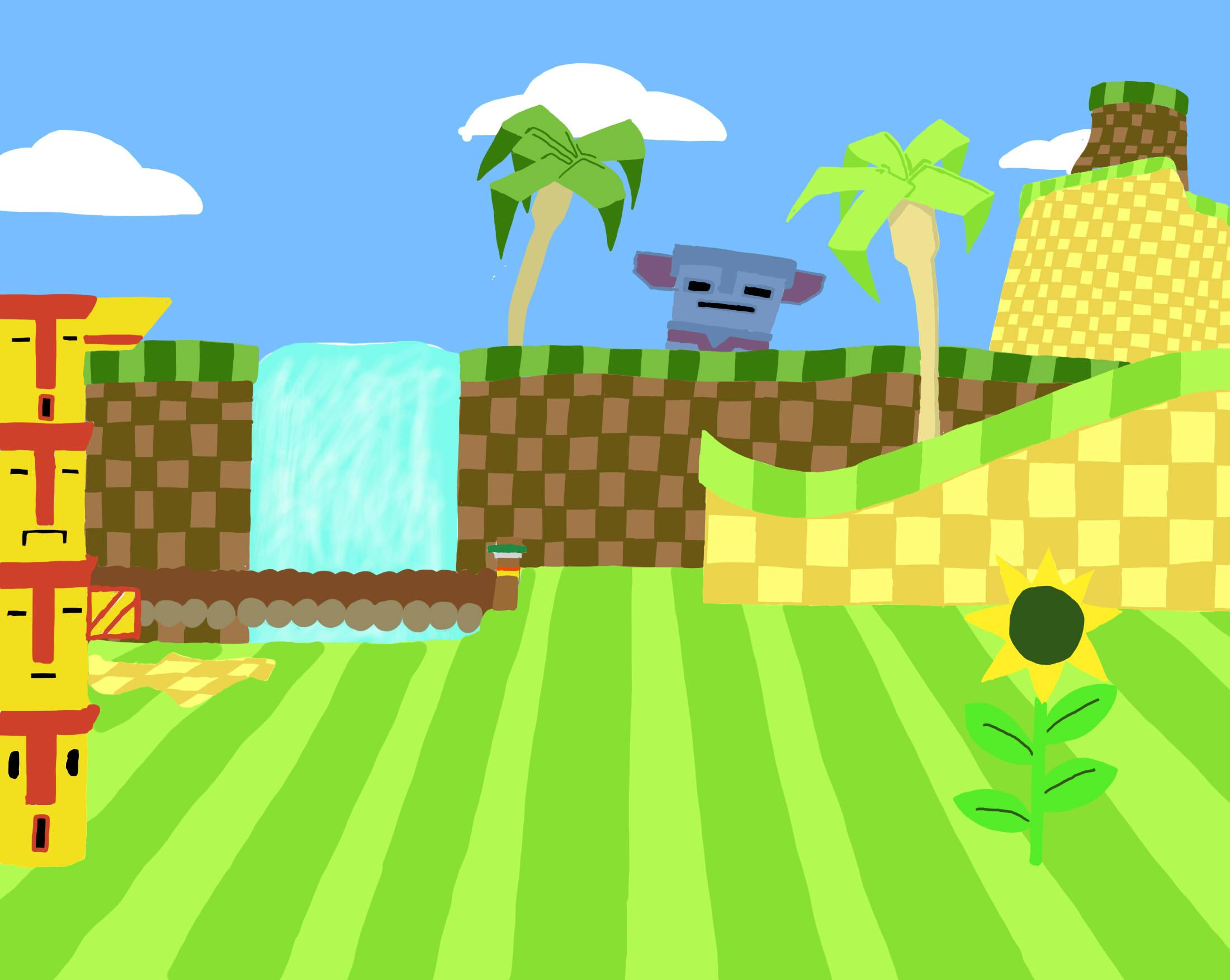 Download Green Hill Zone With A Loop Obstacle Wallpaper