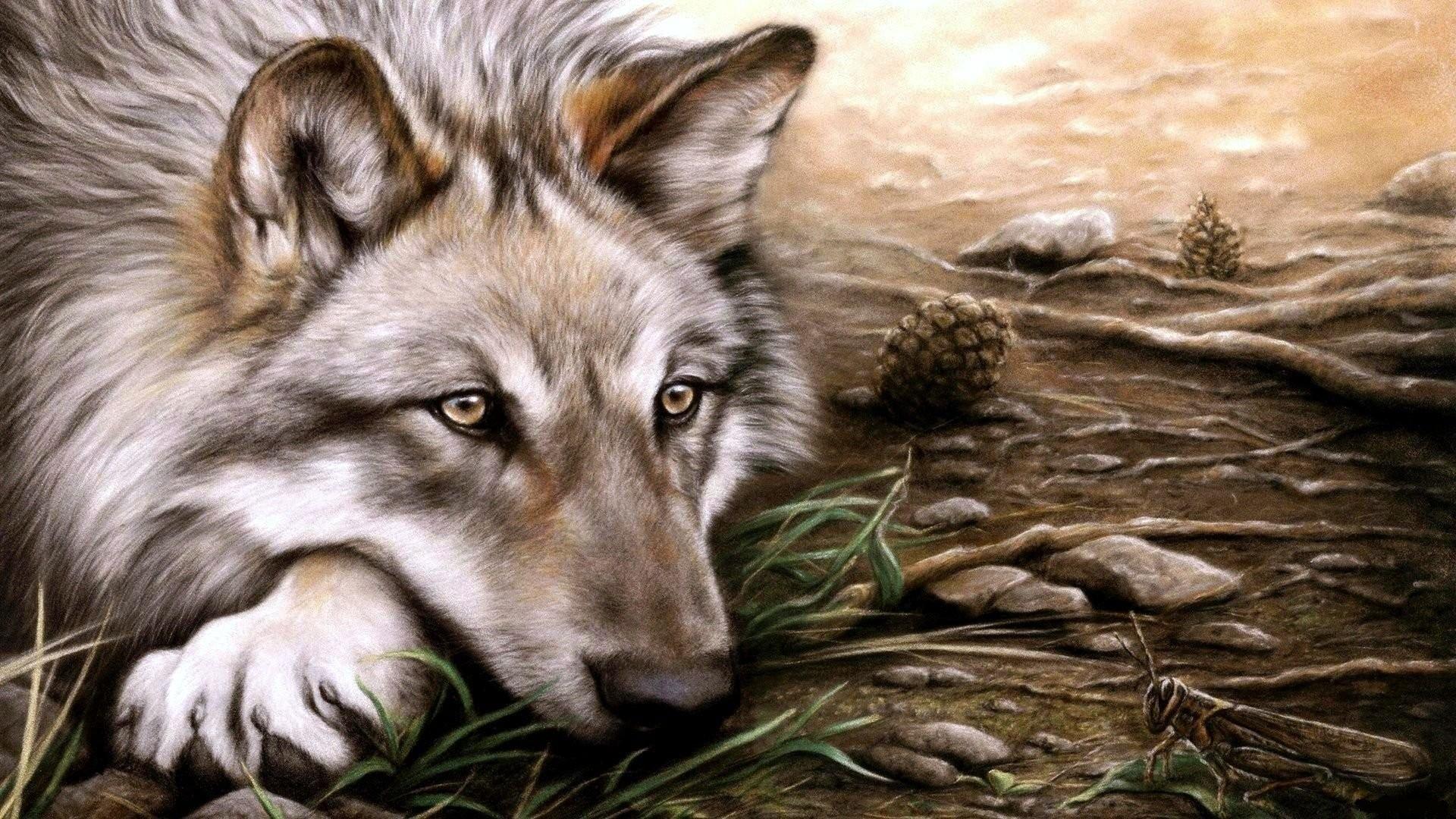 Dogs: Art Wolf Dog Wallpaper Wide for HD 16:9 High Definition 1080p