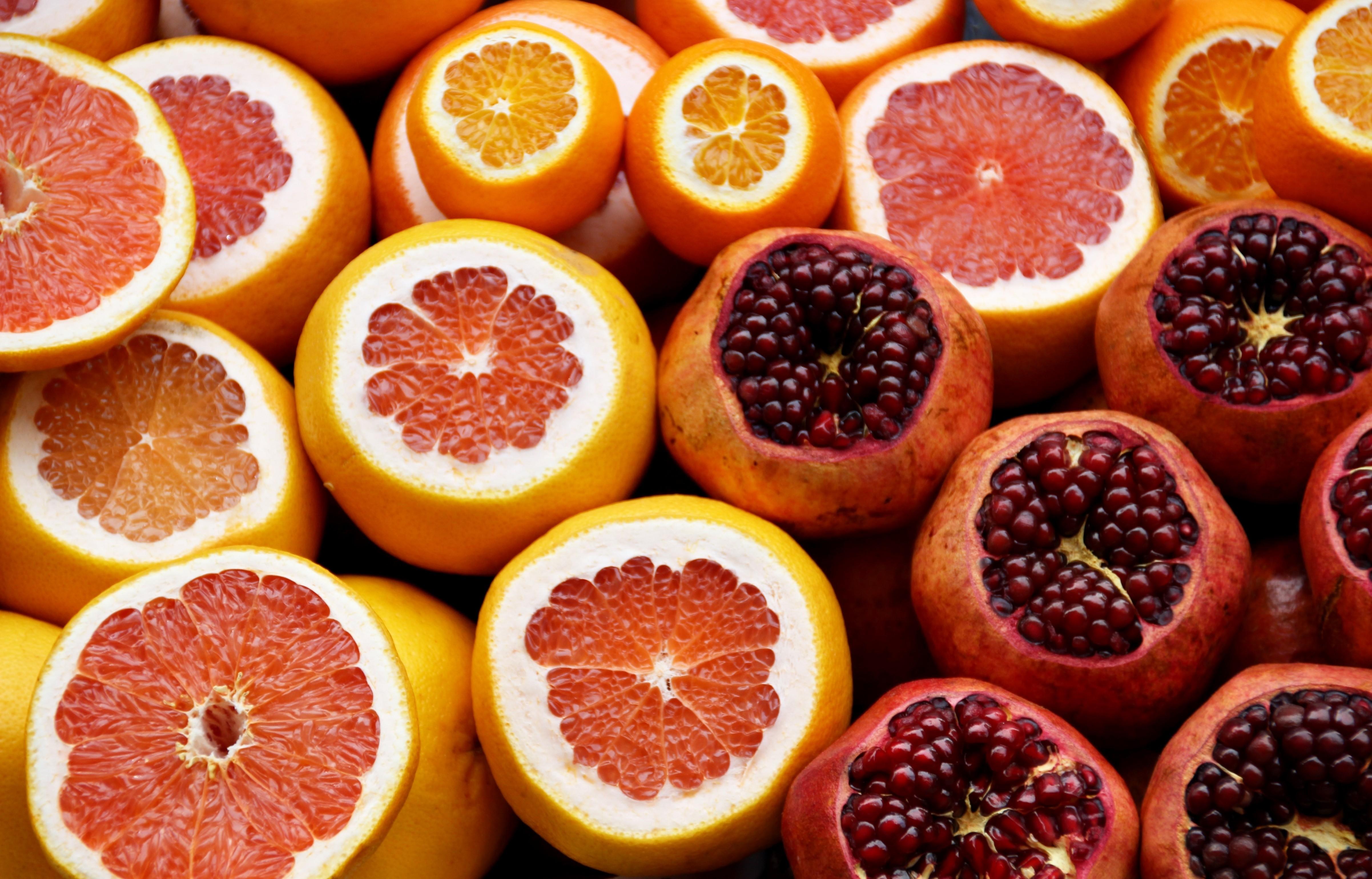 Download 4806x3079 Grapefruit, Citrus, Oranges, Pomegranate, Fruits