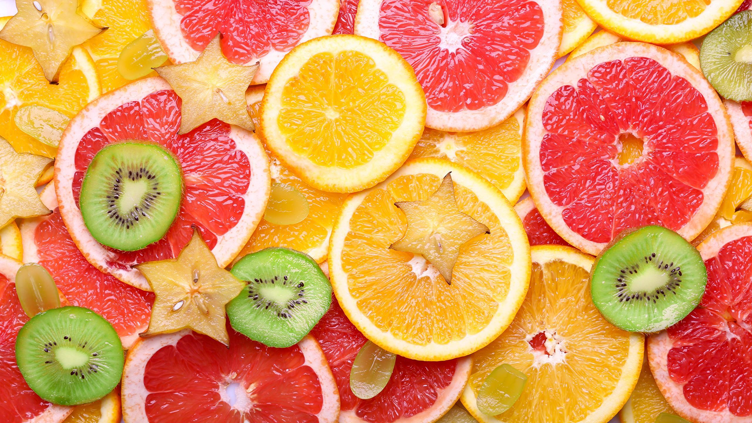 Picture Texture Grapefruit Orange fruit Chinese gooseberry 2560x1440