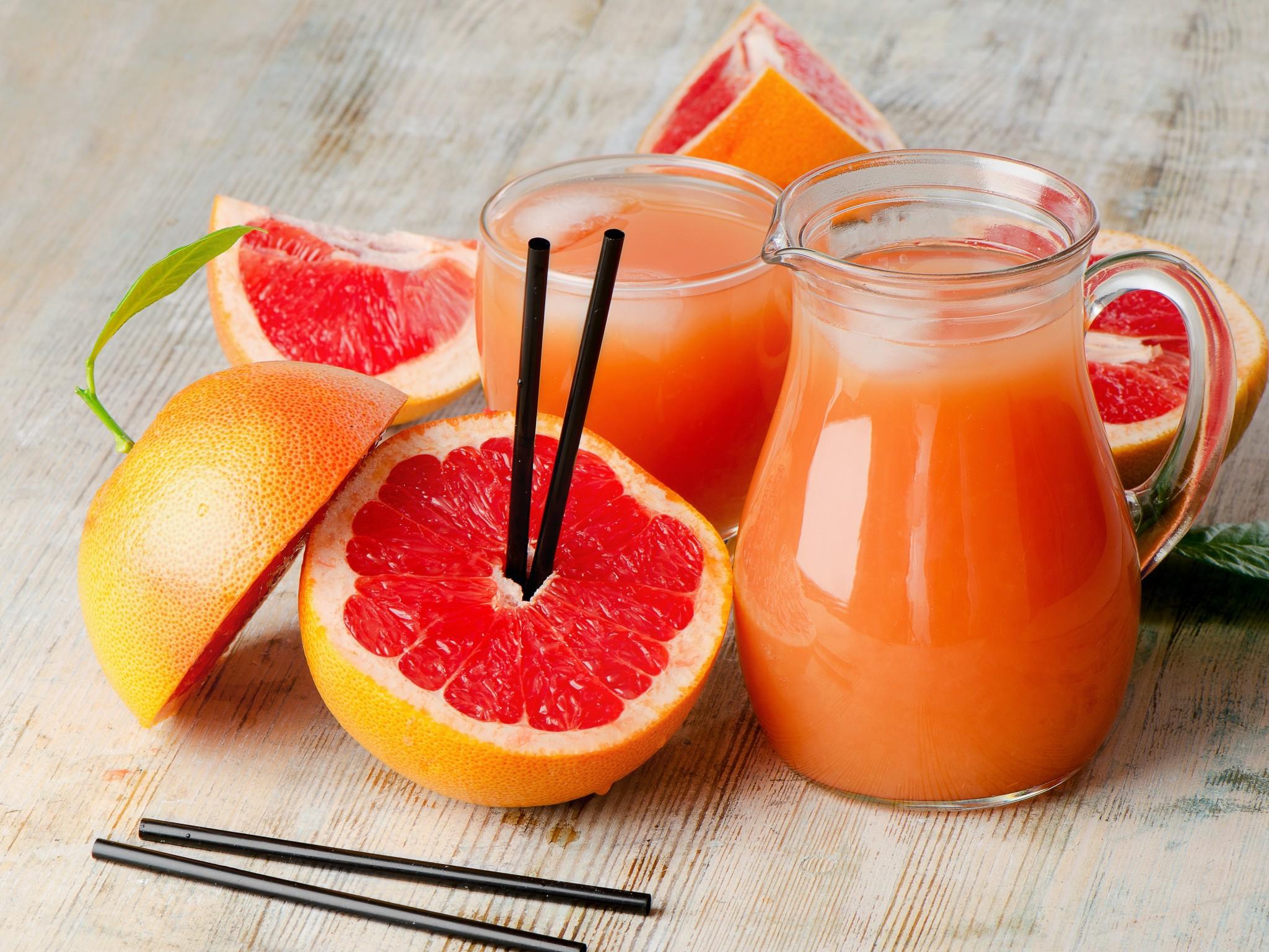 Download 2048x1536 Grapefruit, Juice, Fruit, Straw Wallpaper