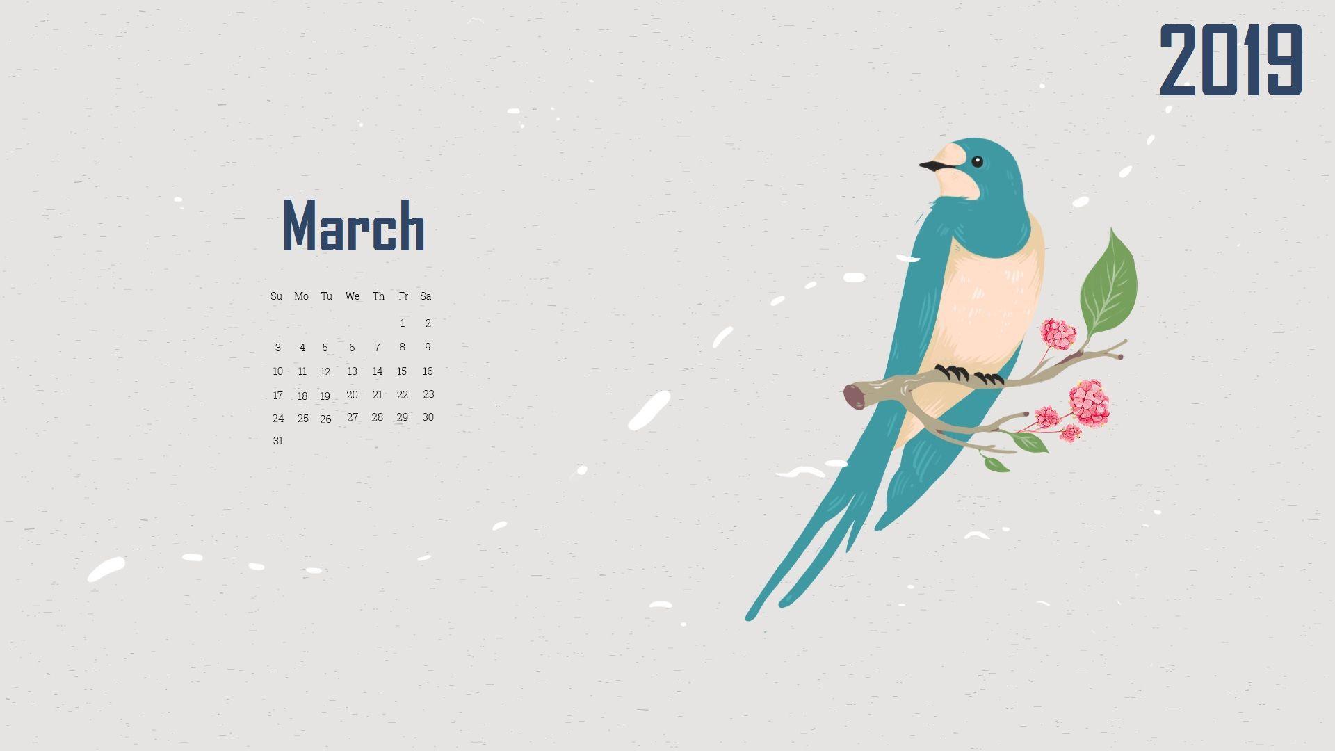March 2019 Desktop Calendar HD Wallpaper #March2019 Calendar