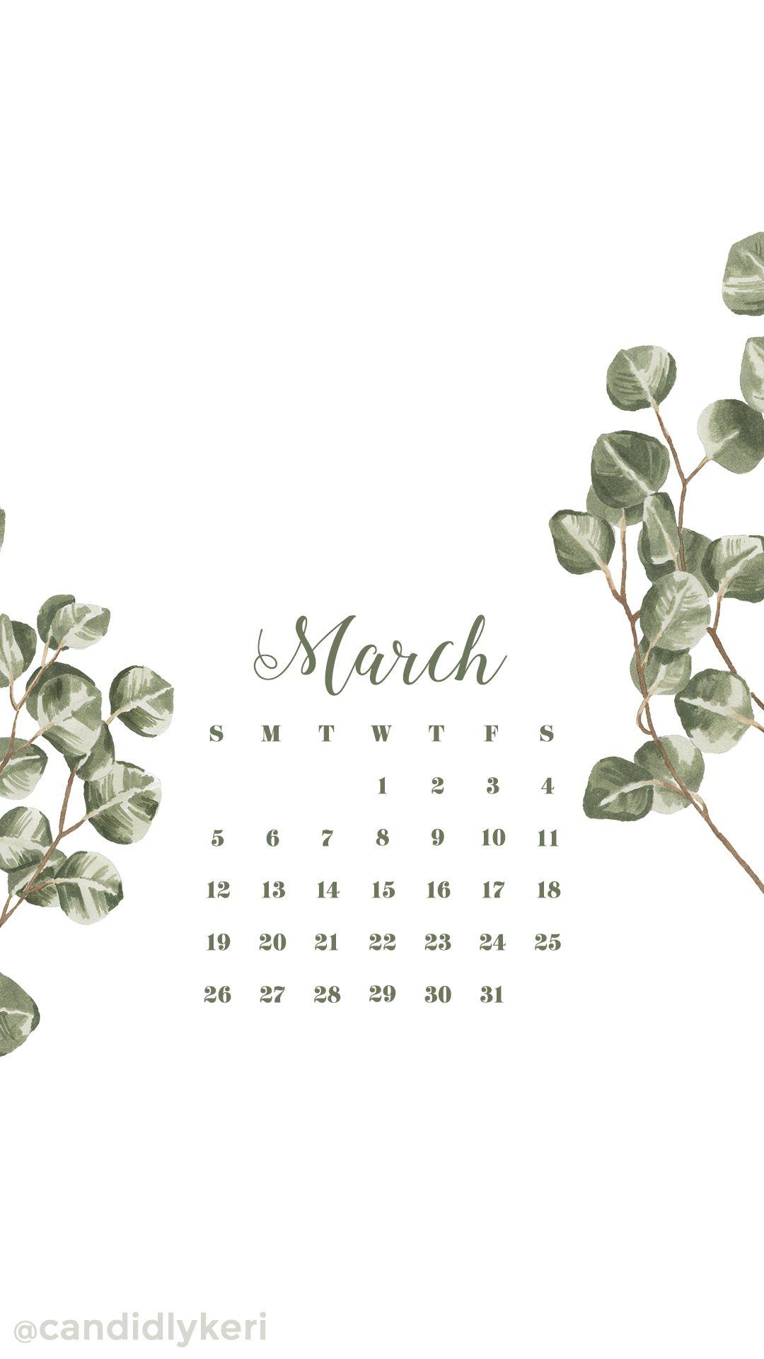 Greenery floral March calendar 2017 wallpaper you can download