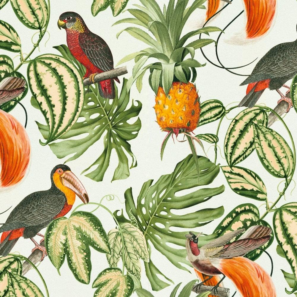 Erismann Paradiso Tropical Bird Pattern Wallpaper Jungle Leaf Motif