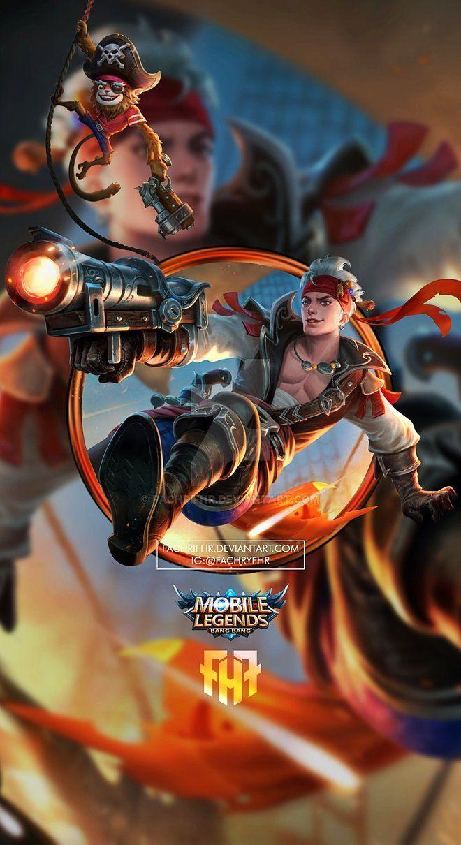 Wallpaper Phone Claude Plunderous Pirate by FachriFHR. Mobile legend wallpaper, Mobile legends, Miya mobile legends