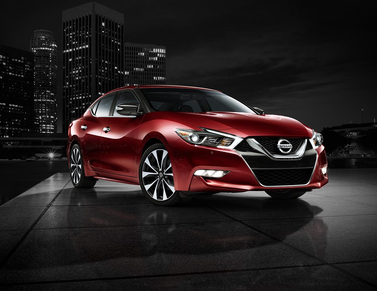 2016 Nissan Maxima Coulis Red Side View Night Skyline For A