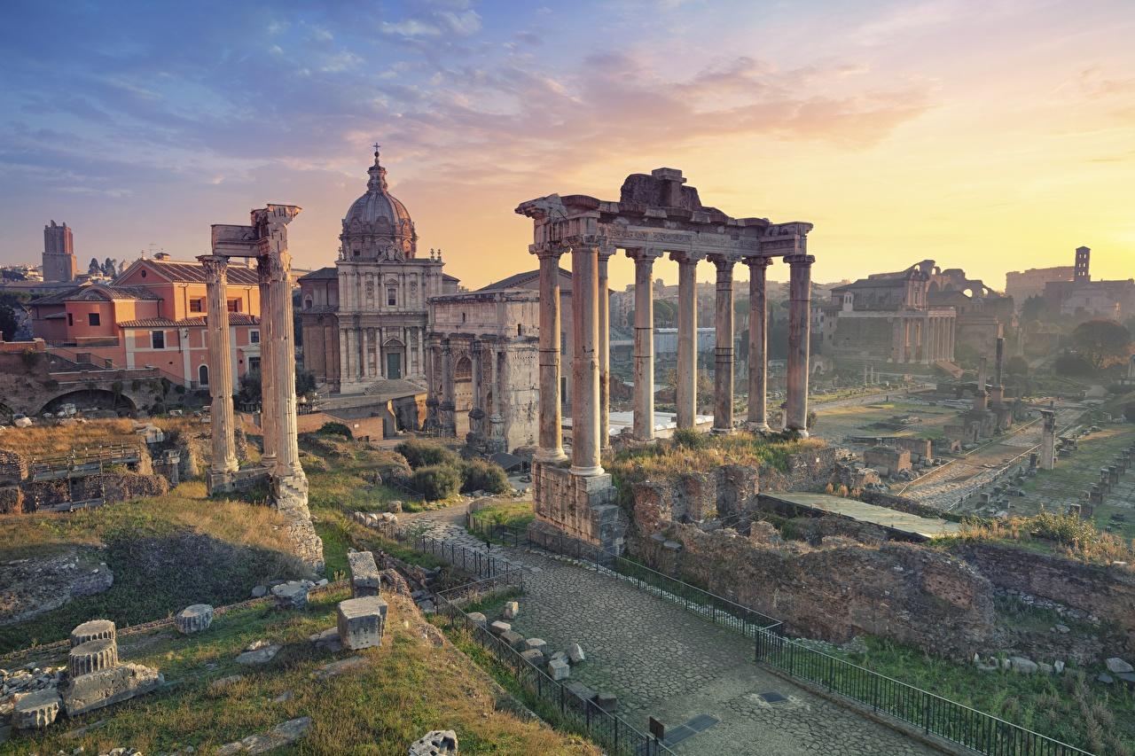 Wallpaper Rome Italy Column Ruins Cities