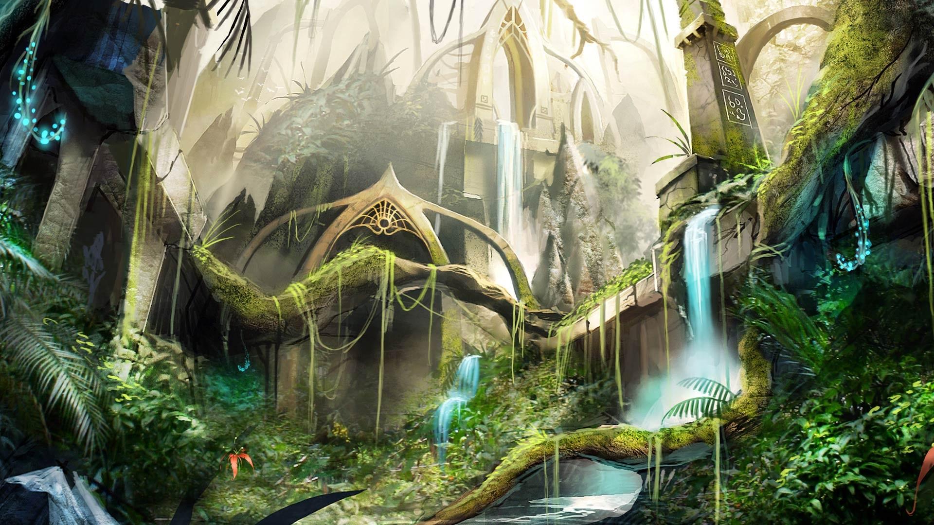 Fantasy image Jungle Ruins HD wallpaper and background photo