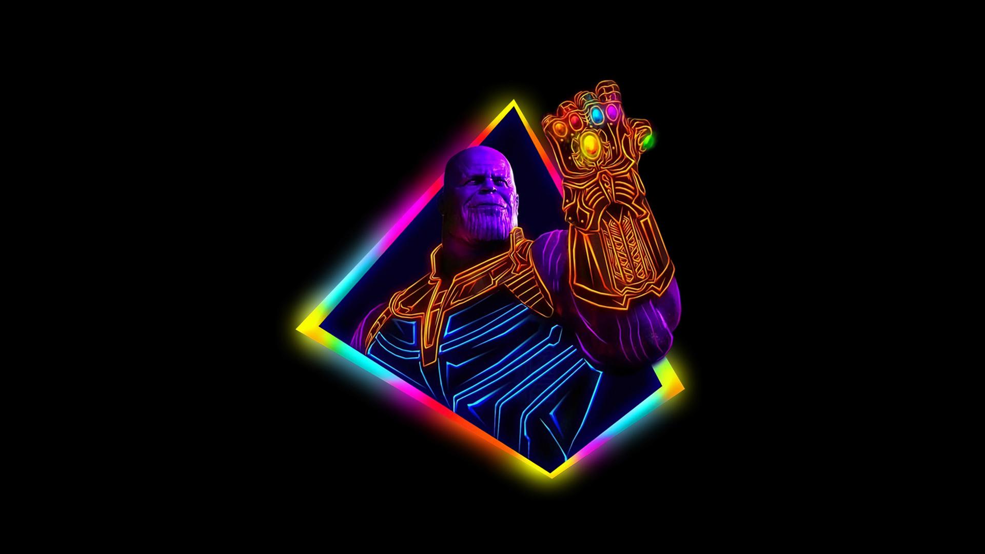 Thanos Avengers Infinity War Neon Art Wallpaper. HD Wallpaper