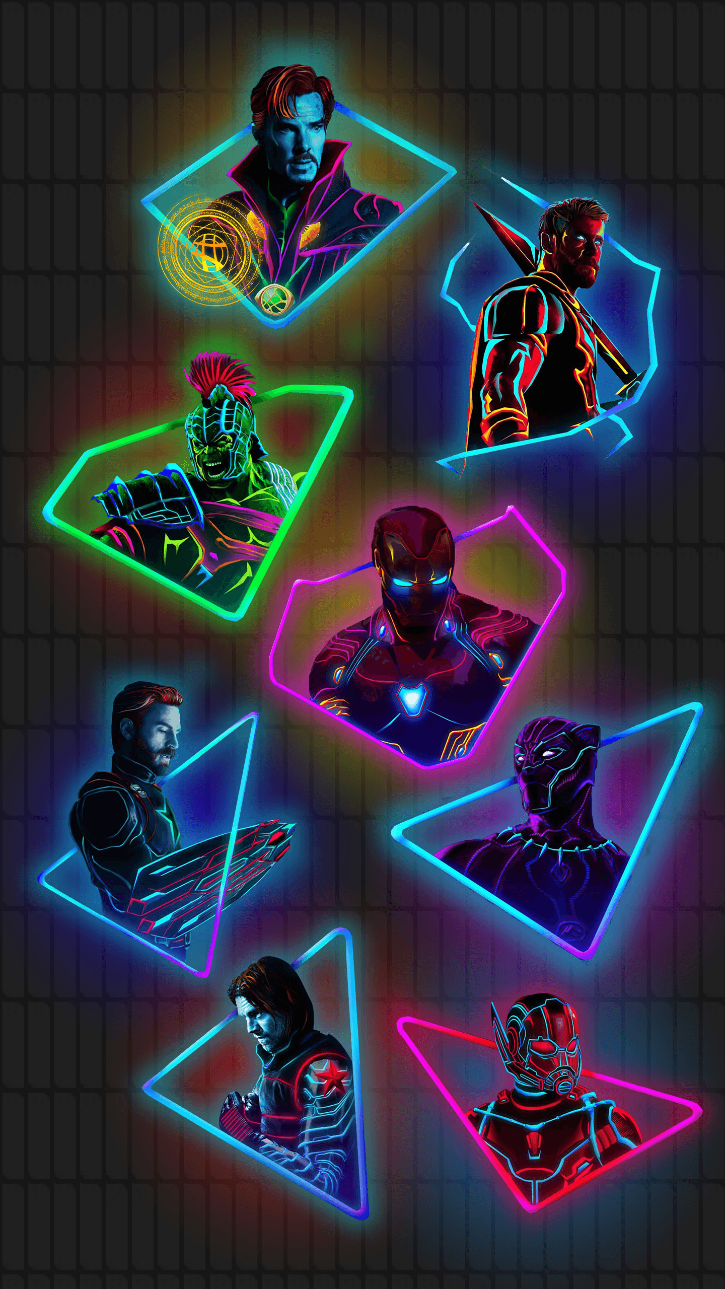 My edit of the neon marvel characters original art