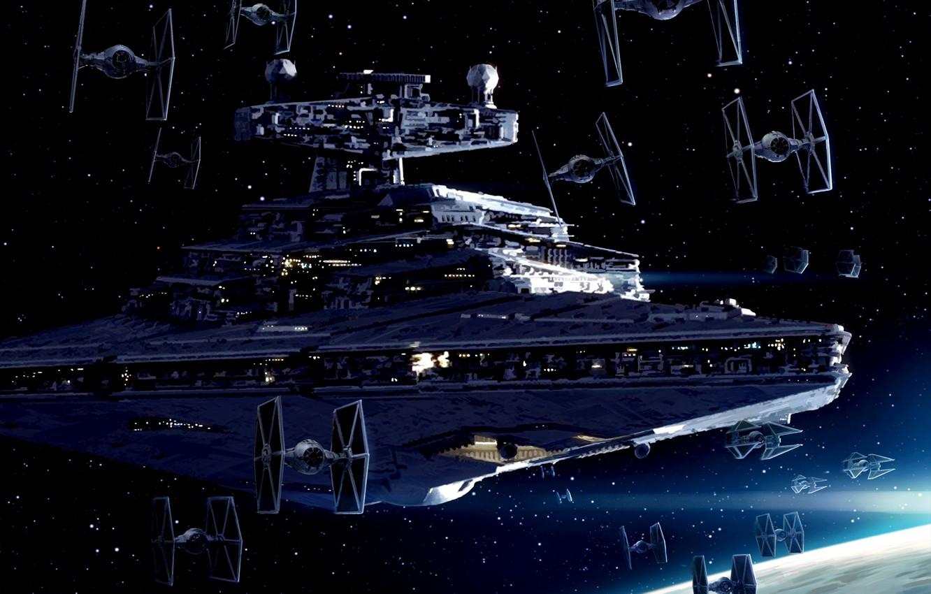 Wallpaper Star Wars, Art, Star Destroyer, TIE fighters, Imperial Starfleet image for desktop, section фантастика
