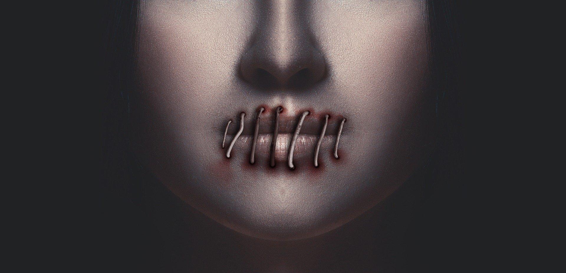Woman Mouth Lips Silence Face dark horror gothic wallpaper