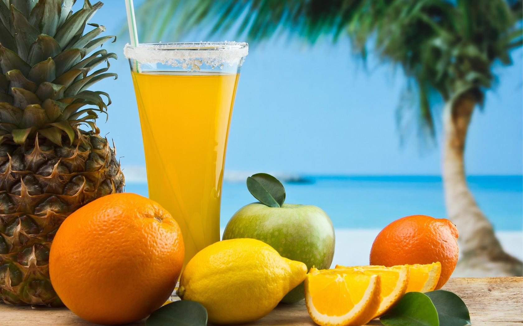 Orange Juice And Fruits Fresh Wallpaper HD Wallpaper