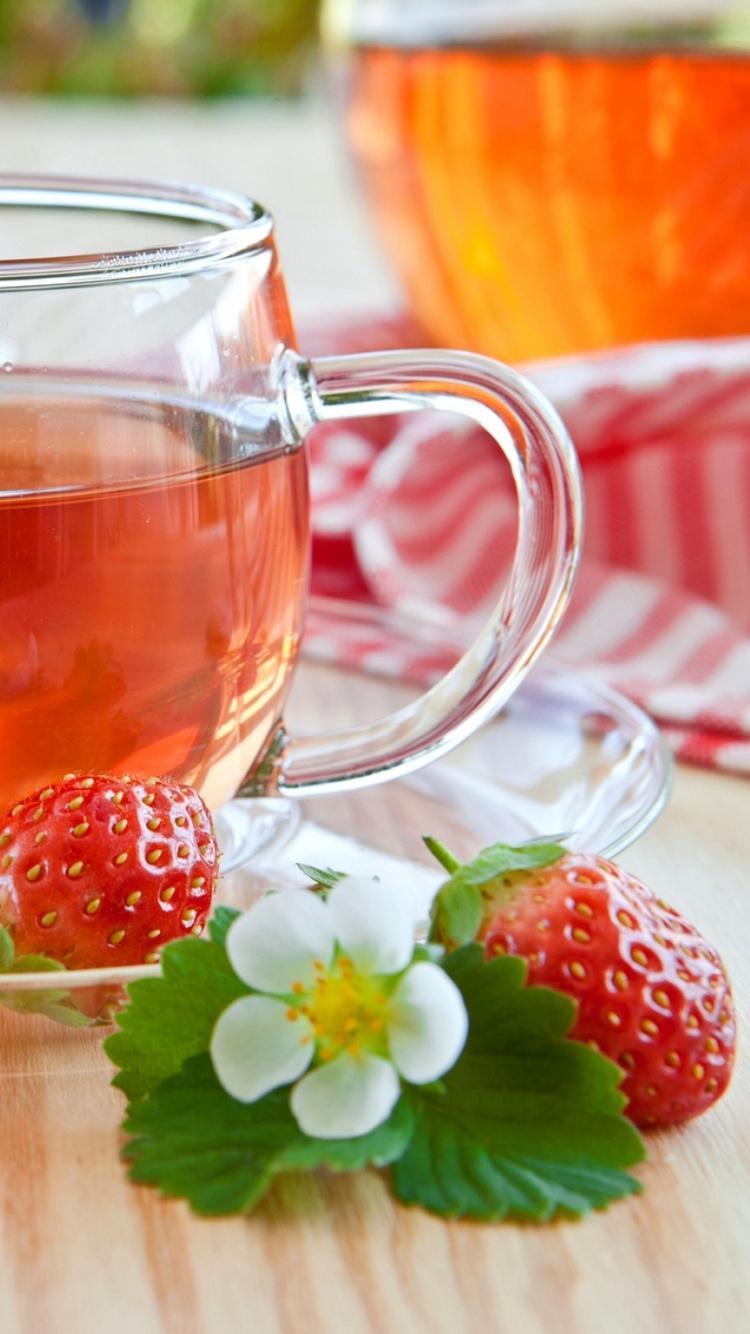Drink, Black Tea, Strawberry, Fruit, Juice Wallpaper for IPhone 6