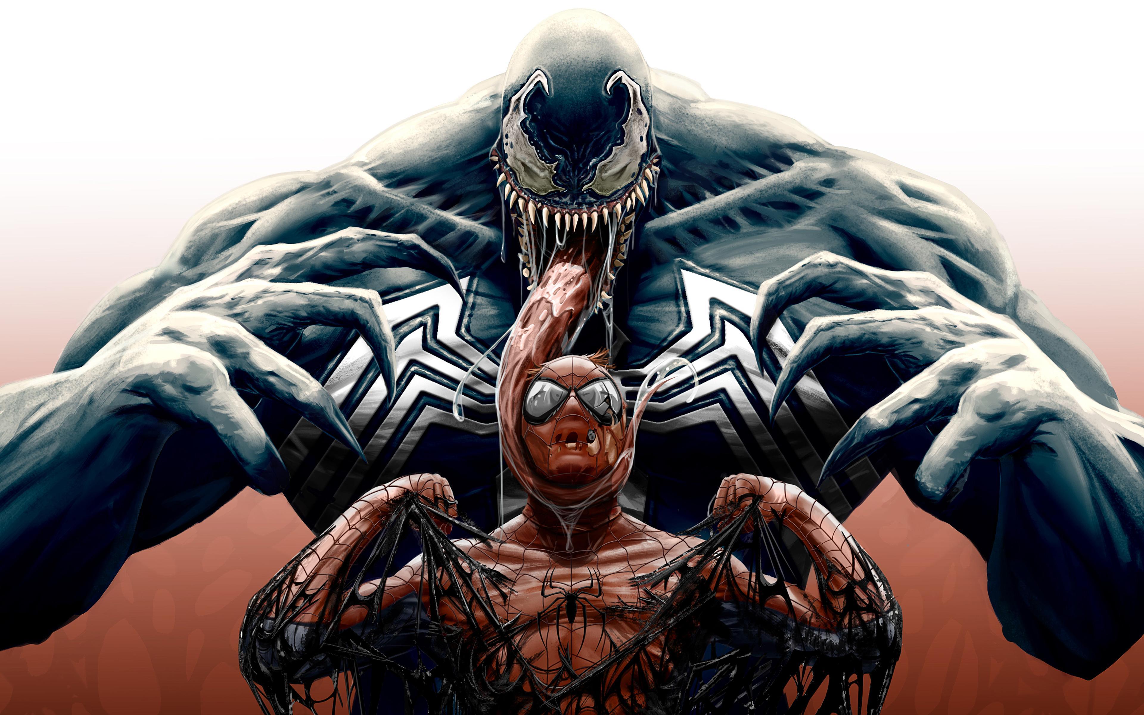 Venom Vs Spider Man Artwork 4K Wallpaper