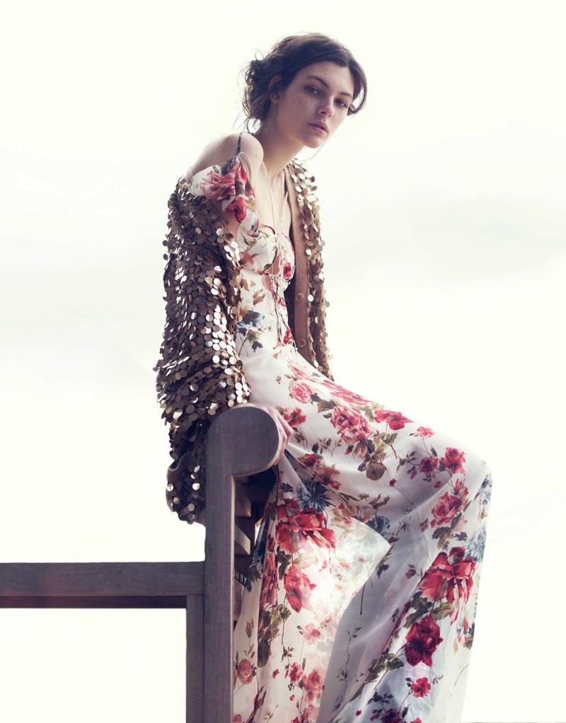 Vittoria Ceretti Models Spring's Romantic Dresses for Vogue China