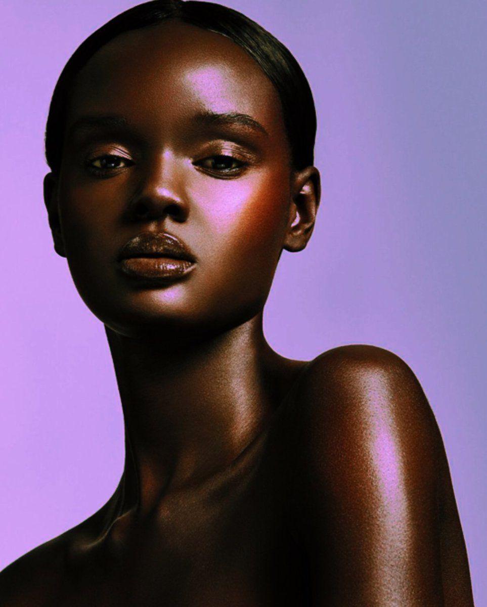 Duckie Thot Shines for Fenty Beauty. Makeup. Model. Black Model