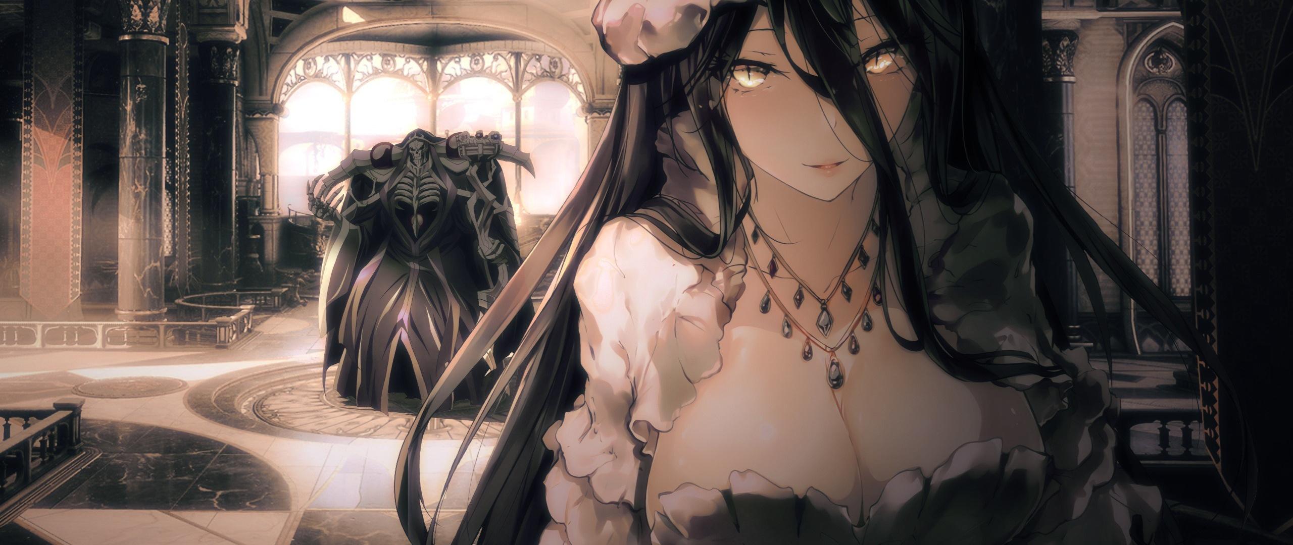 Download 2560x1080 Wallpaper Ainz Ooal Gown, Albedo, Overlord, Anime