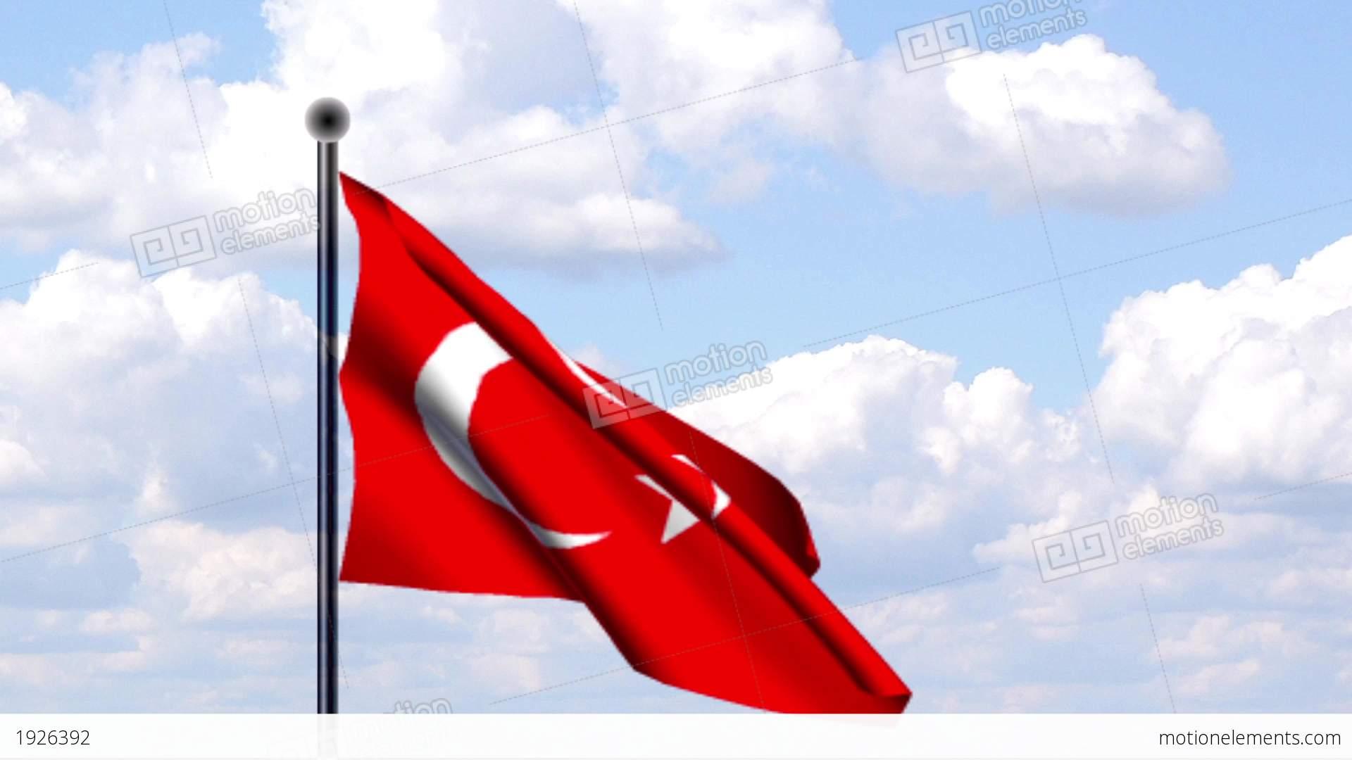 Animated Flag Of Turkey / Türkei Stock Animation