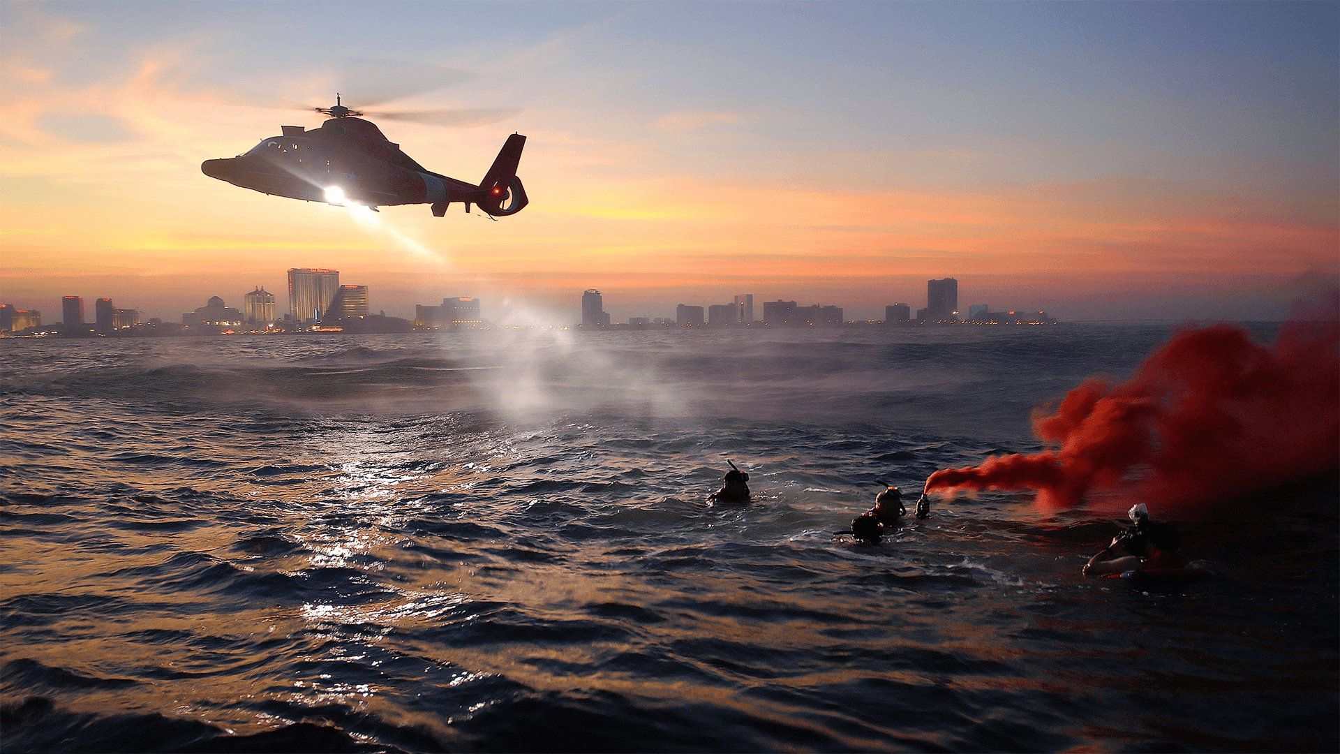 USCG Rescue Swimmers training offshore from Atlantic City