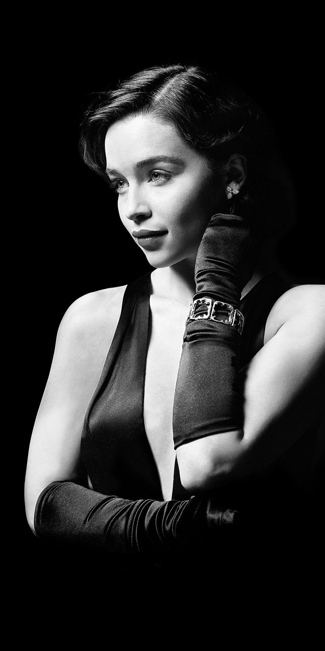 Emilia Clarke, BW, actress, 1080x2160 wallpaper. Photohoot Ideas