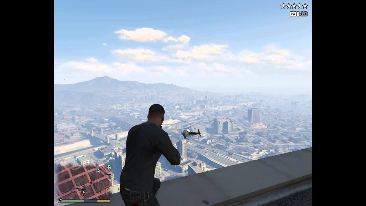 GTA 5 PC Rooftop Sniper Police Helicopter Kill