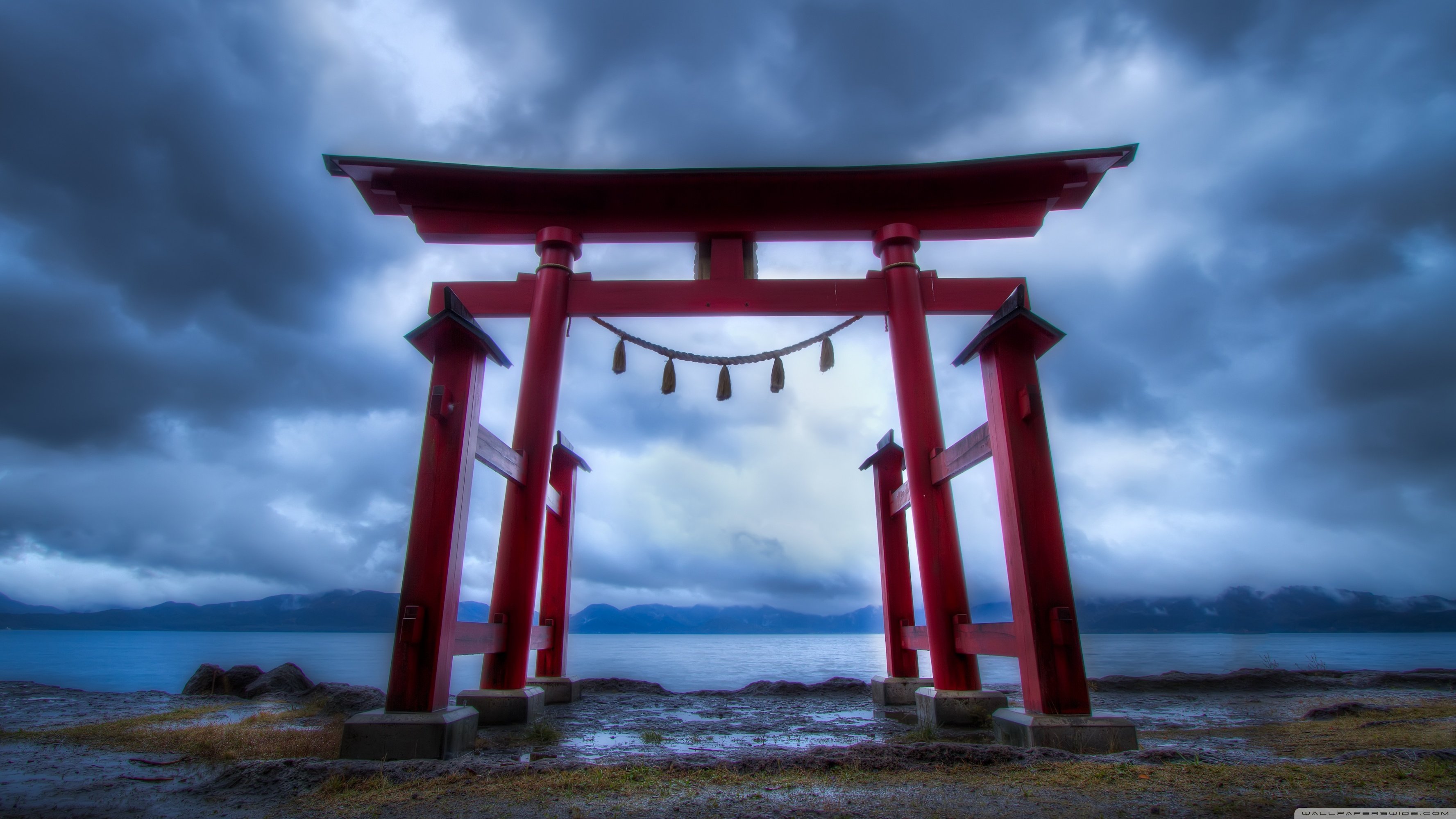 Torii Gate, Lake Tazawa ❤ 4K HD Desktop Wallpaper for • Dual