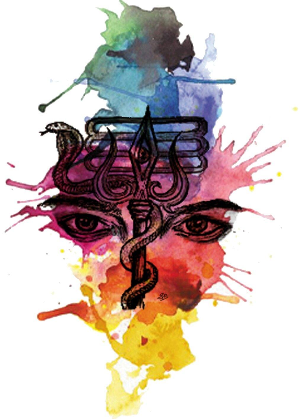 Shiva trishul with third eye abstract. Lord shiva painting, Shiva