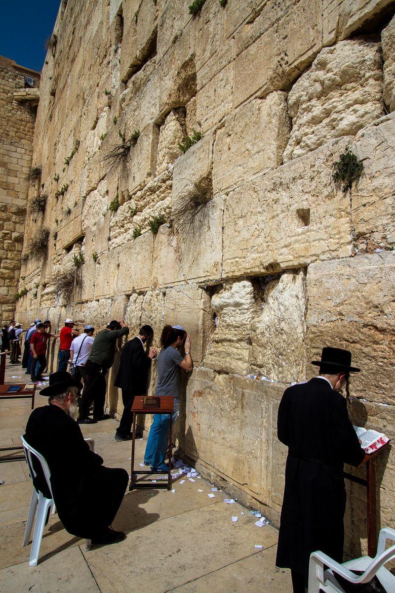 Praying at the Western Wall Israel Wailing Wall black