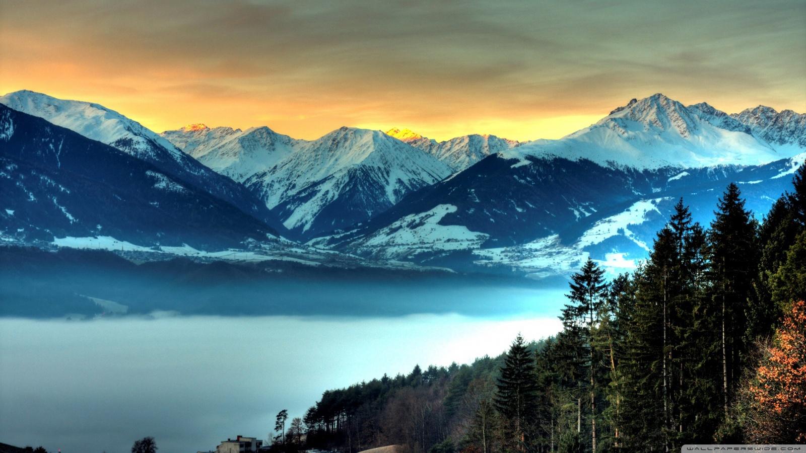Snowy Mountains And Fog Filled Valley ❤ 4K HD Desktop Wallpaper