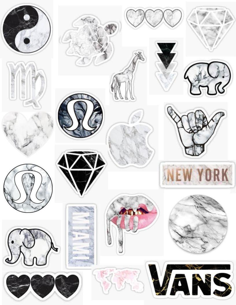 tumblr marble sticker pack elephant ivory ella white black pink