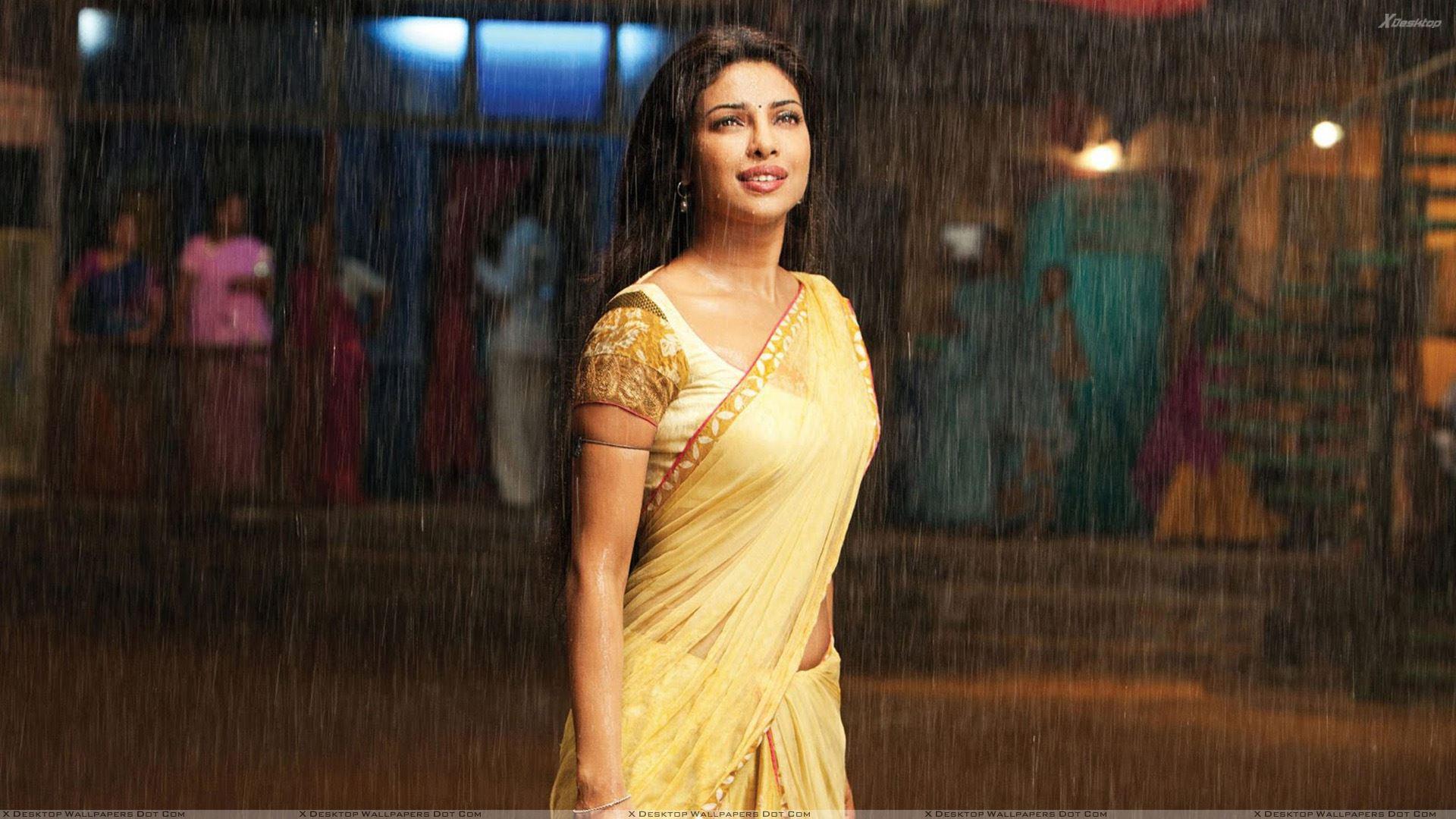 Priyanka Chopra In Yellow Saree In Agneepath Wallpaper